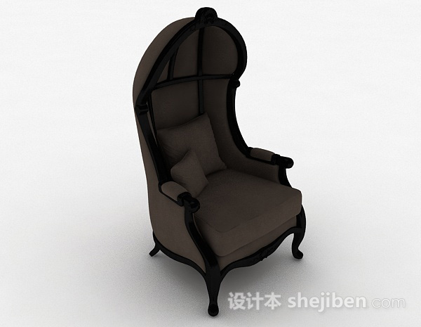 灰色木质单人沙发3d模型下载