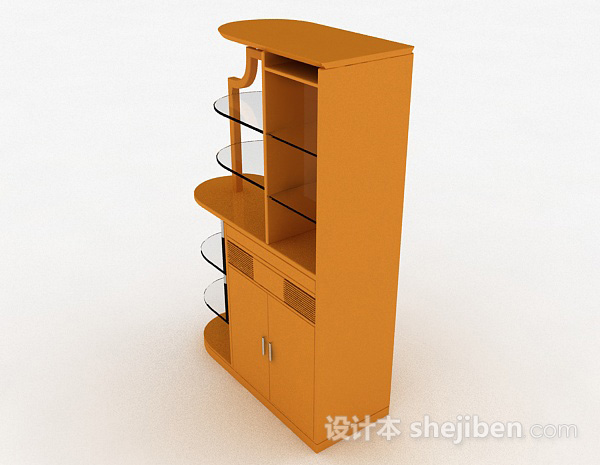 现代风格黄色木质客厅展示柜3d模型下载