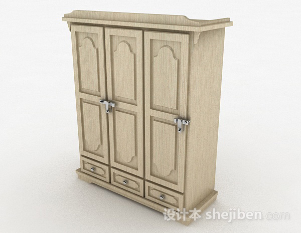 欧式风格欧式浅棕色衣柜3d模型下载