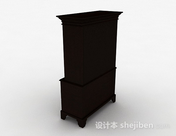 设计本中式风格黑色木质衣柜3d模型下载