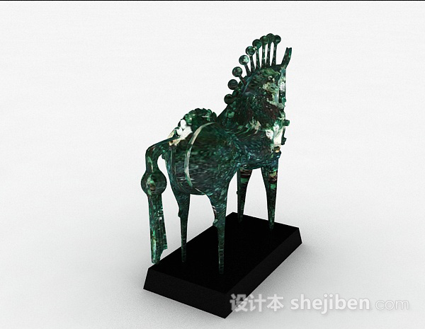 设计本绿色马匹摆设品3d模型下载
