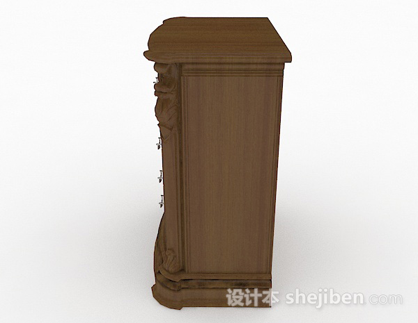 免费棕色木质存储柜3d模型下载