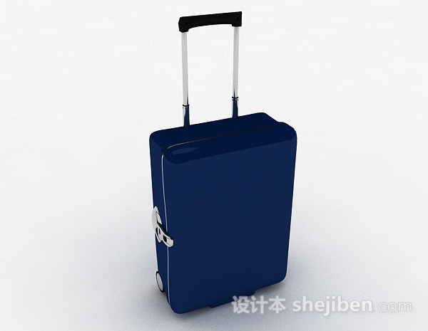 现代风格蓝色拉杆行李箱3d模型下载