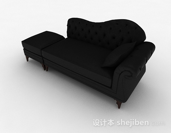 免费欧式黑色多人沙发3d模型下载