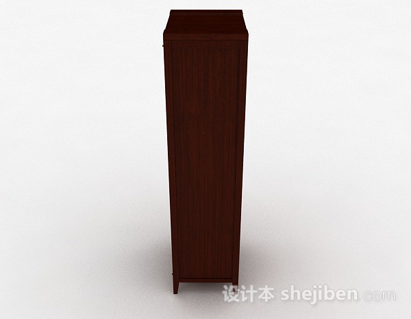 免费棕色木质单门衣柜3d模型下载