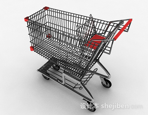 免费现代风超市购物车3d模型下载