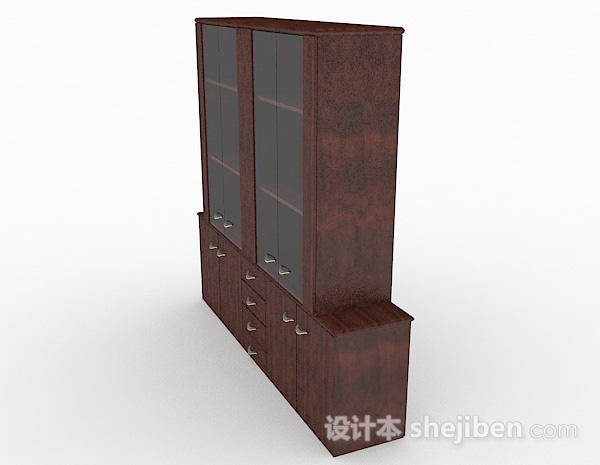 设计本现代简约木质书柜3d模型下载