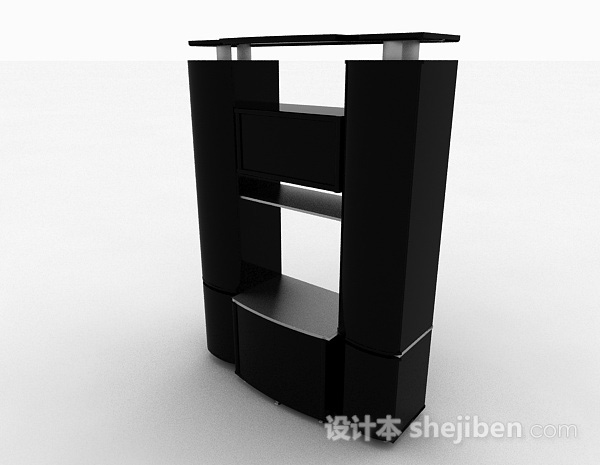 黑色电视柜3d模型下载
