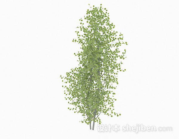 椭圆形小树叶树木3d模型下载
