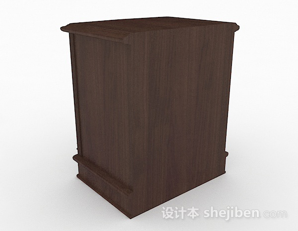 设计本深棕色木质家居床头柜3d模型下载