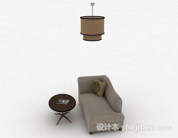 设计本灰色布艺单人沙发3d模型下载