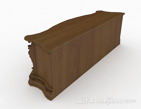 设计本实木棕色电视柜3d模型下载