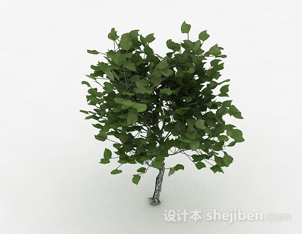 现代风格绿色椭圆形树叶植物3d模型下载