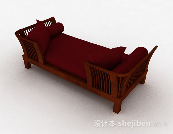 免费中式红色双人沙发3d模型下载