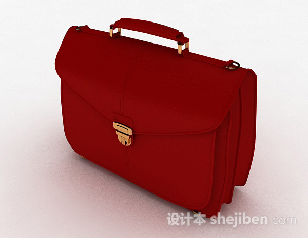 现代风格红色皮质手提包3d模型下载