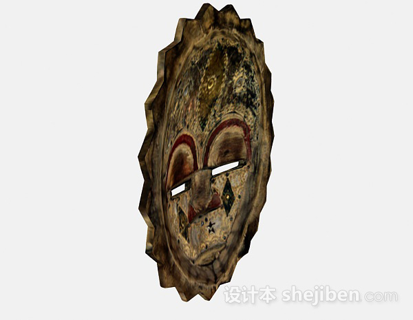 设计本木质彩绘面具3d模型下载