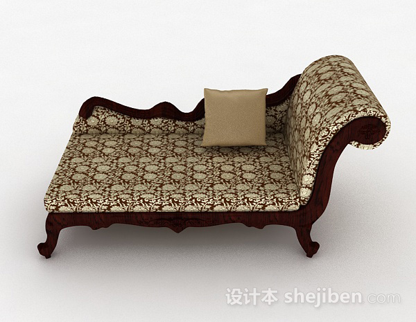 欧式风格欧式棕色布艺沙发3d模型下载