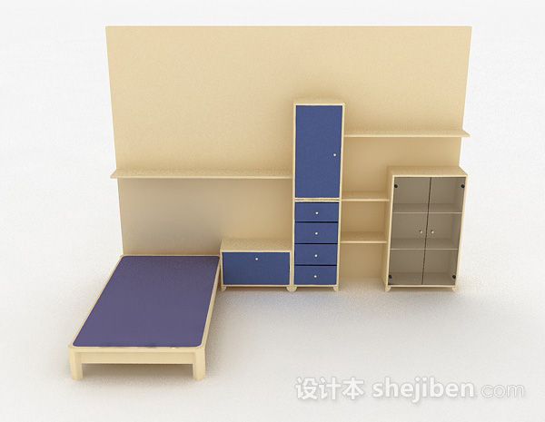 现代风格现代风卧室组合柜3d模型下载