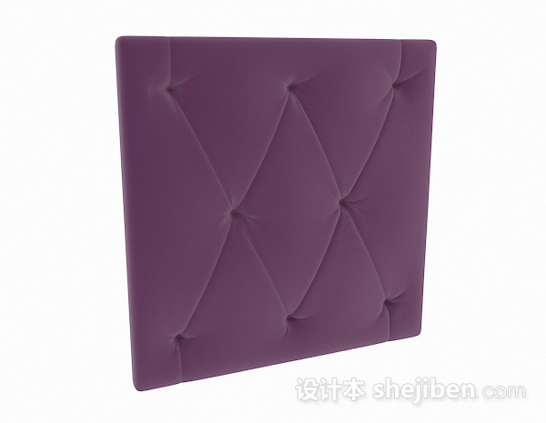 紫色床头软包背景3d模型下载