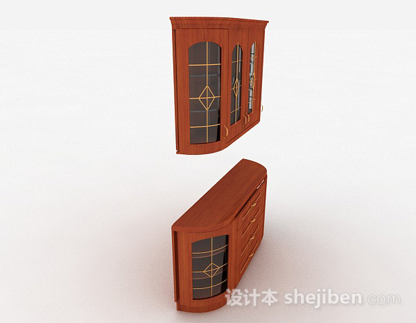 免费欧式木质储物柜3d模型下载