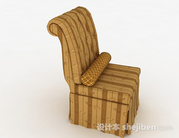 设计本条纹黄色单人沙发3d模型下载