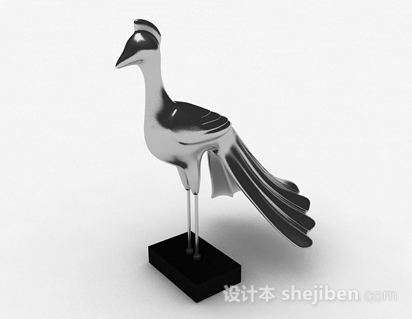 免费现代风格金属鸟家居摆件品3d模型下载
