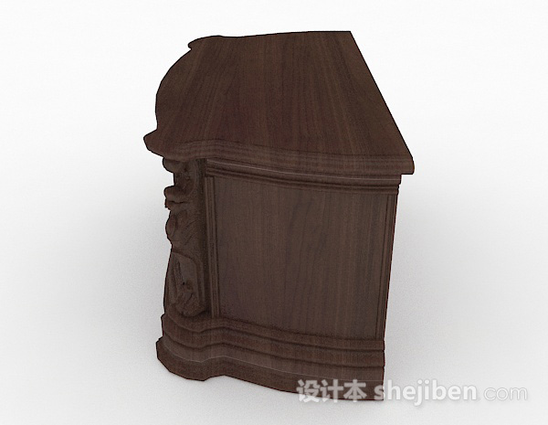免费棕色实木床头柜3d模型下载