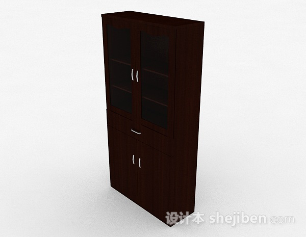现代风格棕色双门多层展示储物柜3d模型下载
