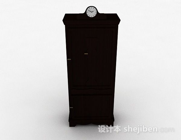 现代风格黑色单门储物柜3d模型下载