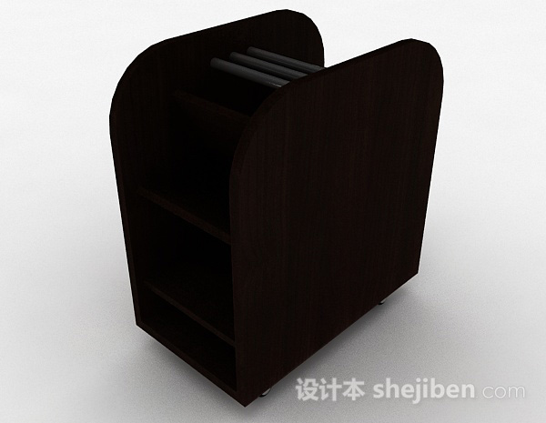 现代风格深棕色木质多层展示柜3d模型下载