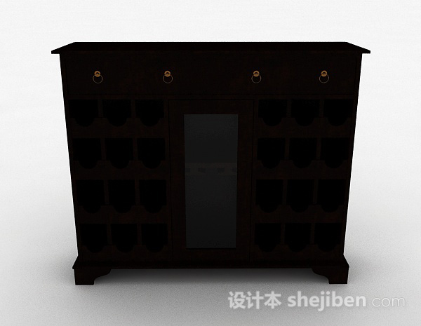 中式风格中式风格木质多门展示柜3d模型下载