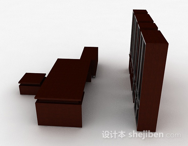 设计本棕色木质组合家居柜3d模型下载