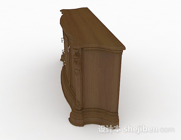 免费棕色木质厅柜3d模型下载