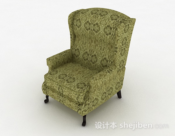 欧式风格欧式绿色单人沙发3d模型下载