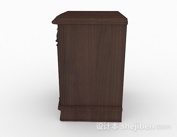 免费深棕色木质家居床头柜3d模型下载