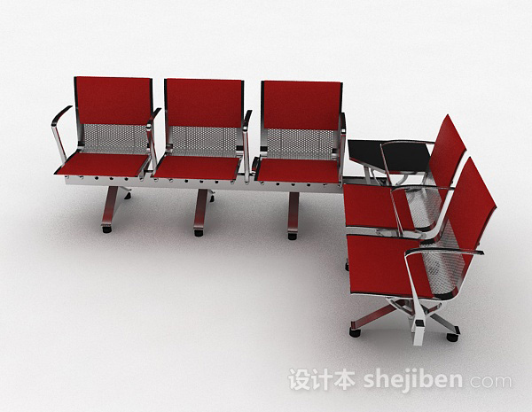 免费公共红色休闲椅子3d模型下载