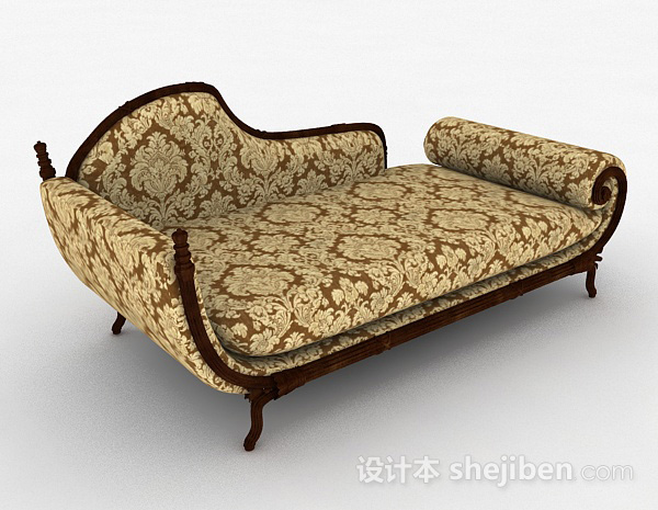 欧式风格欧式黄色双人沙发3d模型下载