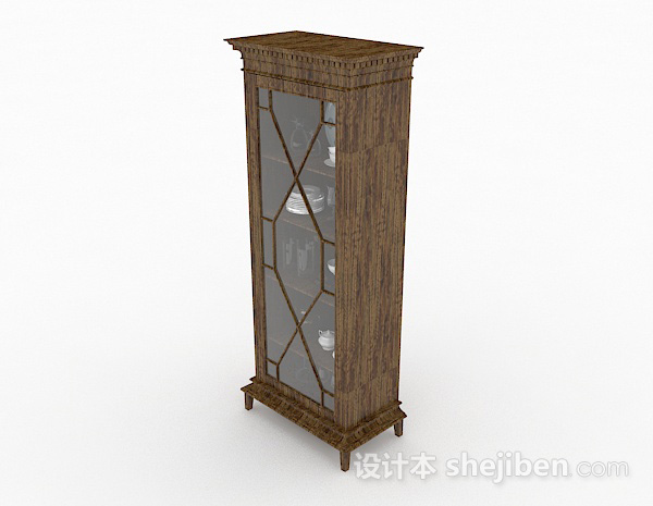现代风格棕色木质橱柜3d模型下载