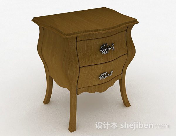 欧式棕色床头柜3d模型下载