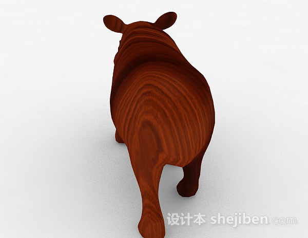 设计本木质犀牛雕像摆设品3d模型下载