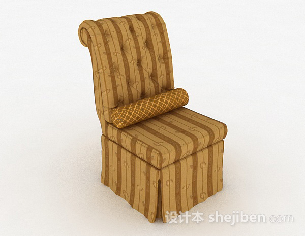 免费条纹黄色单人沙发3d模型下载