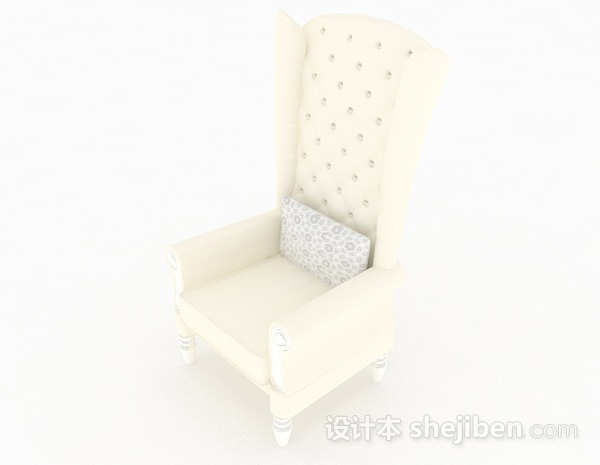免费欧式米黄色单人沙发3d模型下载