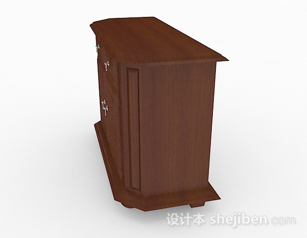 免费棕色木质双门电视柜3d模型下载