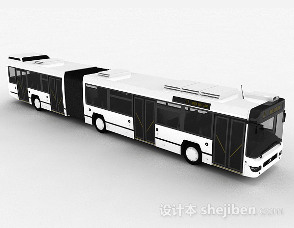 设计本白色巴士车3d模型下载