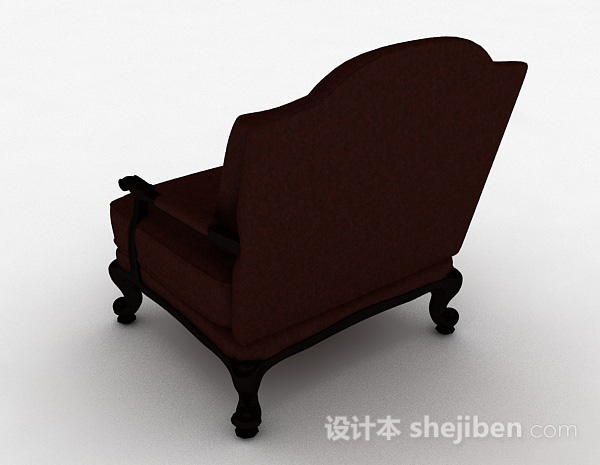 设计本棕色单人家居椅3d模型下载