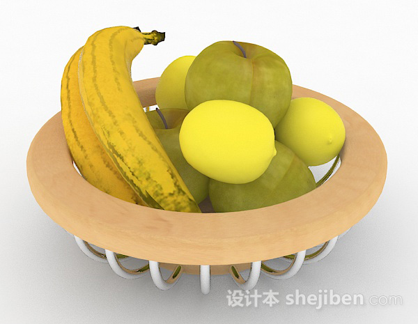设计本木质水果果篮3d模型下载