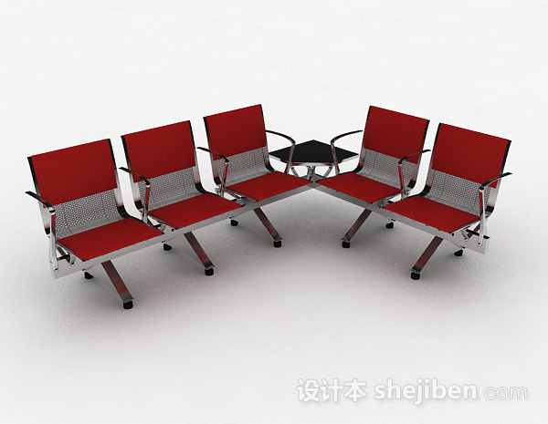 现代风格公共红色休闲椅子3d模型下载