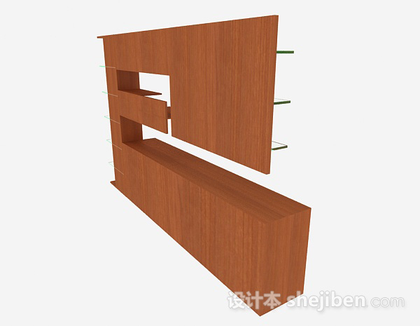设计本棕色木质墙柜3d模型下载