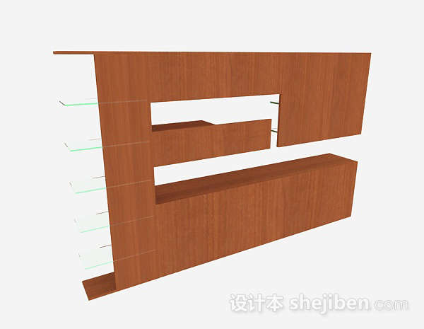 棕色木质墙柜3d模型下载