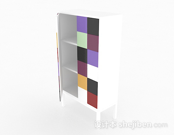现代风格彩色衣柜3d模型下载